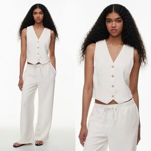 NWT Aritzia Wilfred Pesci Vest in Light Birch Size 6 Button-up Japanese Crepe